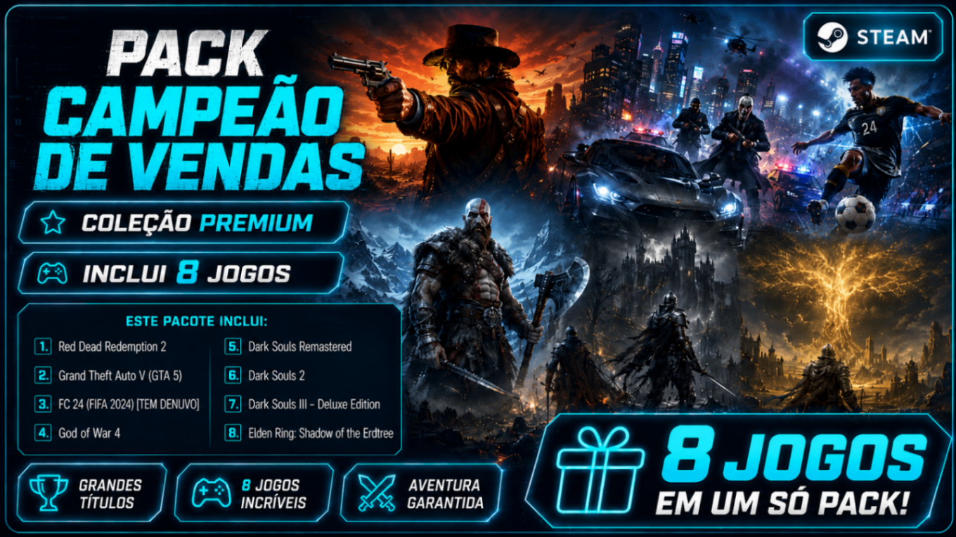 ❪ 🏆 ❱ Pack Campeão de Vendas - Pague R$ 17,90 e receba os 8 jogos abaixo.
